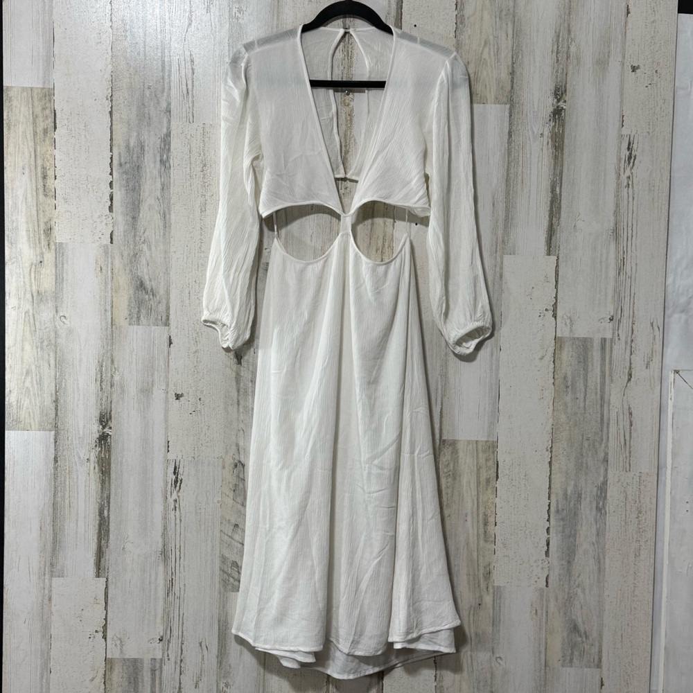 Wayf Sheer White Cut Out Backless Dress
